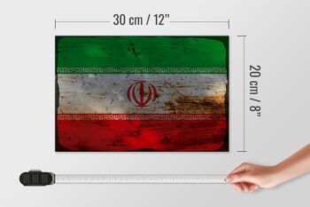 Panneau en bois drapeau Iran 30x20cm Drapeau de l'Iran rouille 4