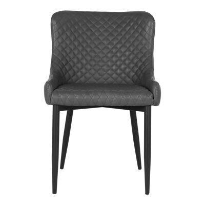 Chaise de salle à manger Boston - Chaise en PU gris foncé avec pieds noirs