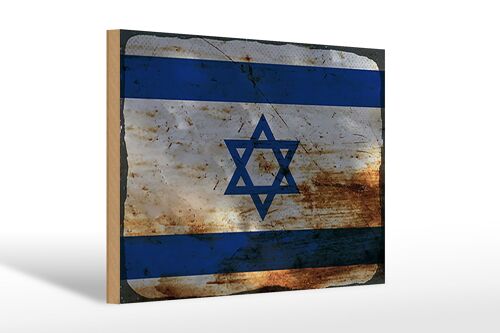 Holzschild Flagge Israel 30x20cm Flag of Israel Rost