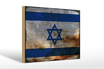 Panneau en bois drapeau Israël 30x20cm Drapeau d'Israël rouille 1