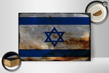 Panneau en bois drapeau Israël 30x20cm Drapeau d'Israël rouille 2