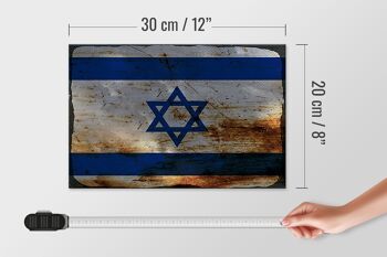 Panneau en bois drapeau Israël 30x20cm Drapeau d'Israël rouille 4