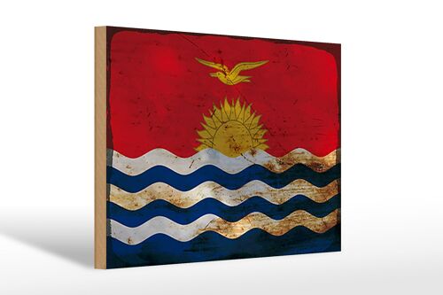 Holzschild Flagge Kiribati 30x20cm Flag of Kiribati Rost