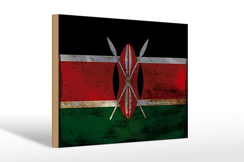 Holzschild Flagge Kenia 30x20cm Flag of Kenya Rost