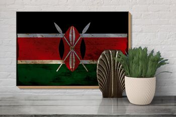 Panneau en bois drapeau Kenya 30x20cm Drapeau du Kenya rouille 3