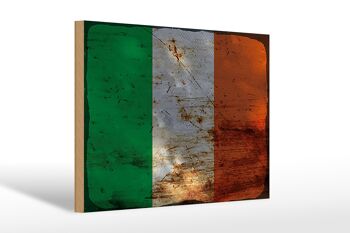 Panneau en bois drapeau Irlande 30x20cm Drapeau de l'Irlande rouille 1