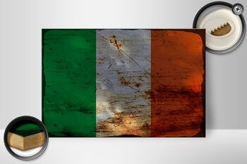 Panneau en bois drapeau Irlande 30x20cm Drapeau de l'Irlande rouille 2