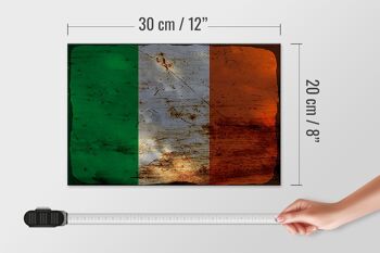 Panneau en bois drapeau Irlande 30x20cm Drapeau de l'Irlande rouille 4