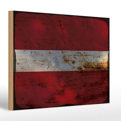 Holzschild Flagge Lettland 30x20cm Flag of Latvia Rost