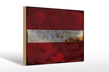 Panneau en bois drapeau Lettonie 30x20cm Drapeau de Lettonie rouille 1