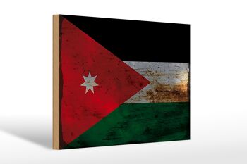 Panneau en bois drapeau Jordanie 30x20cm Drapeau de la Jordanie rouille 1