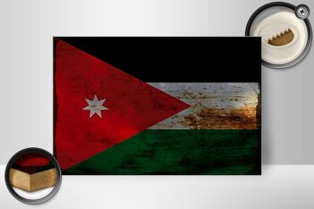 Panneau en bois drapeau Jordanie 30x20cm Drapeau de la Jordanie rouille 2