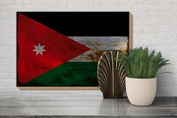 Panneau en bois drapeau Jordanie 30x20cm Drapeau de la Jordanie rouille 3