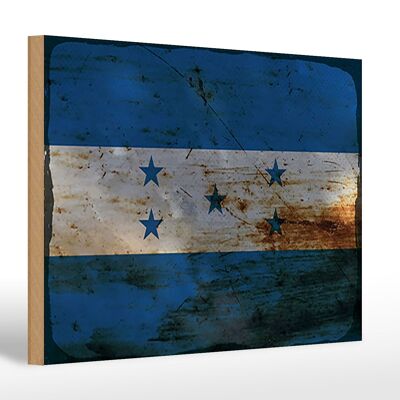 Letrero de madera bandera Honduras 30x20cm Bandera de Honduras óxido