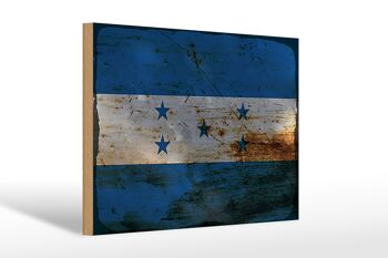 Panneau en bois drapeau Honduras 30x20cm Drapeau du Honduras rouille 1