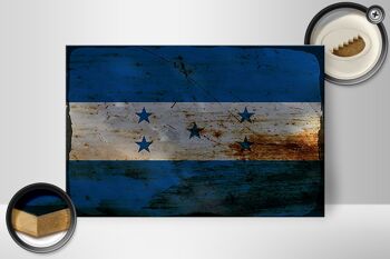 Panneau en bois drapeau Honduras 30x20cm Drapeau du Honduras rouille 2