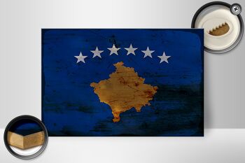 Panneau en bois drapeau Kosovo 30x20cm Drapeau du Kosovo rouille 2