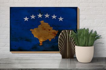 Panneau en bois drapeau Kosovo 30x20cm Drapeau du Kosovo rouille 3