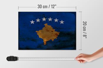 Panneau en bois drapeau Kosovo 30x20cm Drapeau du Kosovo rouille 4