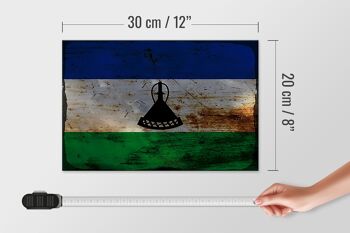 Panneau en bois drapeau Lesotho 30x20cm Drapeau du Lesotho rouille 4