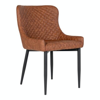 Boston Dining Chair - Chaise en PU marron vintage avec pieds noirs