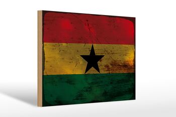 Panneau en bois drapeau Ghana 30x20cm Drapeau du Ghana rouille 1