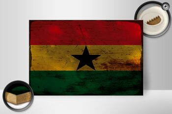 Panneau en bois drapeau Ghana 30x20cm Drapeau du Ghana rouille 2