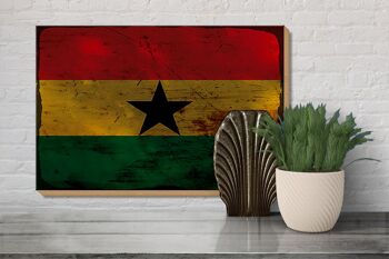 Panneau en bois drapeau Ghana 30x20cm Drapeau du Ghana rouille 3