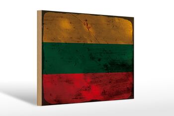 Panneau en bois drapeau Lituanie 30x20cm Drapeau de Lituanie rouille 1