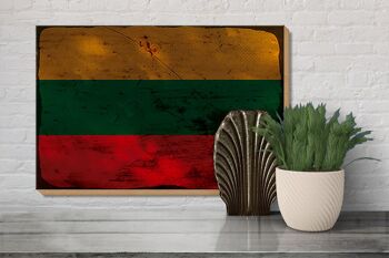 Panneau en bois drapeau Lituanie 30x20cm Drapeau de Lituanie rouille 3