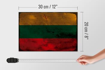 Panneau en bois drapeau Lituanie 30x20cm Drapeau de Lituanie rouille 4