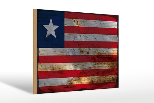 Holzschild Flagge Liberia 30x20cm Flag of Liberia Rost