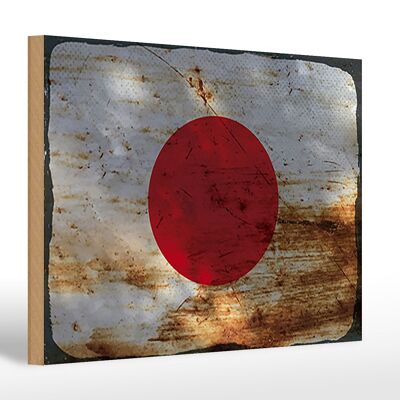 Letrero de madera bandera Japón 30x20cm Bandera de Japón óxido