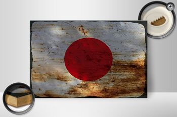 Panneau en bois drapeau Japon 30x20cm Drapeau du Japon rouille 2