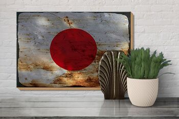 Panneau en bois drapeau Japon 30x20cm Drapeau du Japon rouille 3