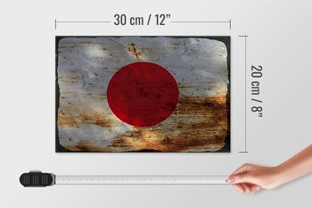 Panneau en bois drapeau Japon 30x20cm Drapeau du Japon rouille 4