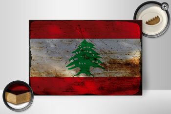Panneau en bois drapeau Liban 30x20cm Drapeau du Liban rouille 2