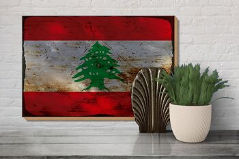 Panneau en bois drapeau Liban 30x20cm Drapeau du Liban rouille 3