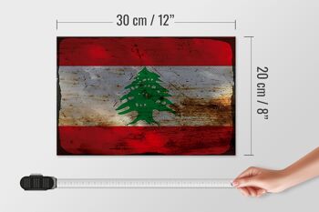 Panneau en bois drapeau Liban 30x20cm Drapeau du Liban rouille 4