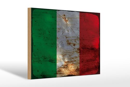 Holzschild Flagge Italien 30x20cm Flag of Italy Rost
