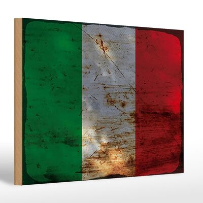 Letrero de madera bandera Italia 30x20cm Bandera de Italia óxido