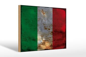 Panneau en bois drapeau Italie 30x20cm Drapeau de l'Italie rouille 1