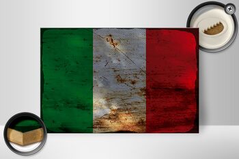 Panneau en bois drapeau Italie 30x20cm Drapeau de l'Italie rouille 2