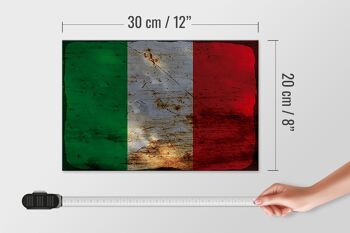 Panneau en bois drapeau Italie 30x20cm Drapeau de l'Italie rouille 4