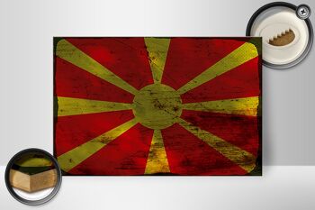 Panneau en bois drapeau Macédoine 30x20cm Drapeau Macédoine rouille 2
