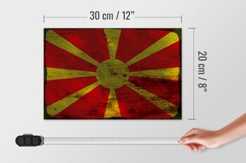 Panneau en bois drapeau Macédoine 30x20cm Drapeau Macédoine rouille 4