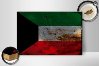 Panneau en bois drapeau Koweït 30x20cm Drapeau du Koweït rouille 2