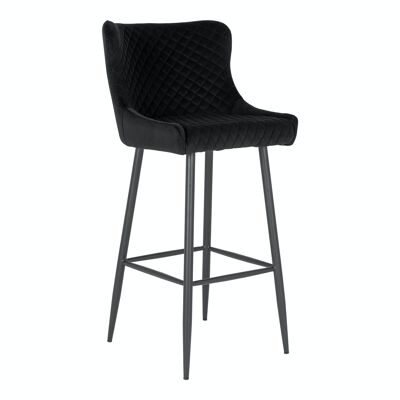 Dallas Bar Chair - Barstuhl aus schwarzem Samt mit schwarzen Beinen