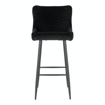 Chaise de bar Dallas - Chaise de bar en velours noir avec pieds noirs 3
