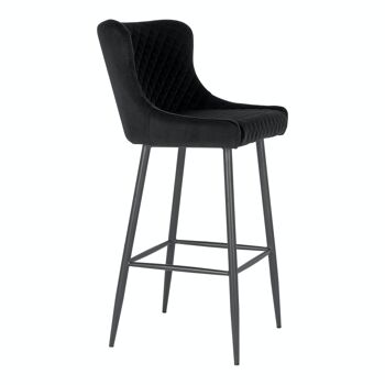 Chaise de bar Dallas - Chaise de bar en velours noir avec pieds noirs 4